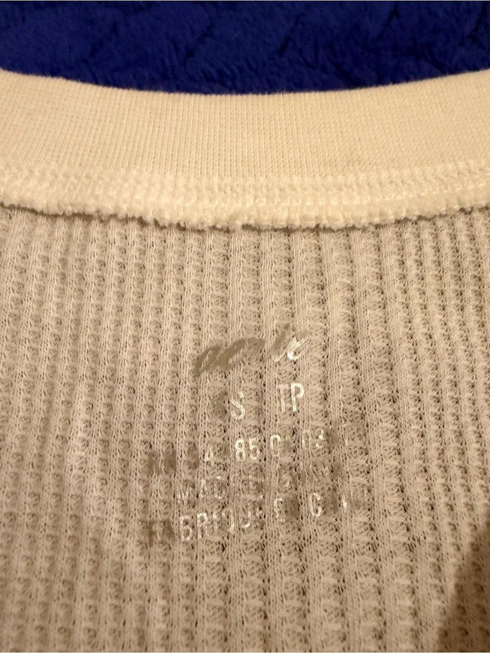 Aerie White Waffle Henley Long Sleeve Top